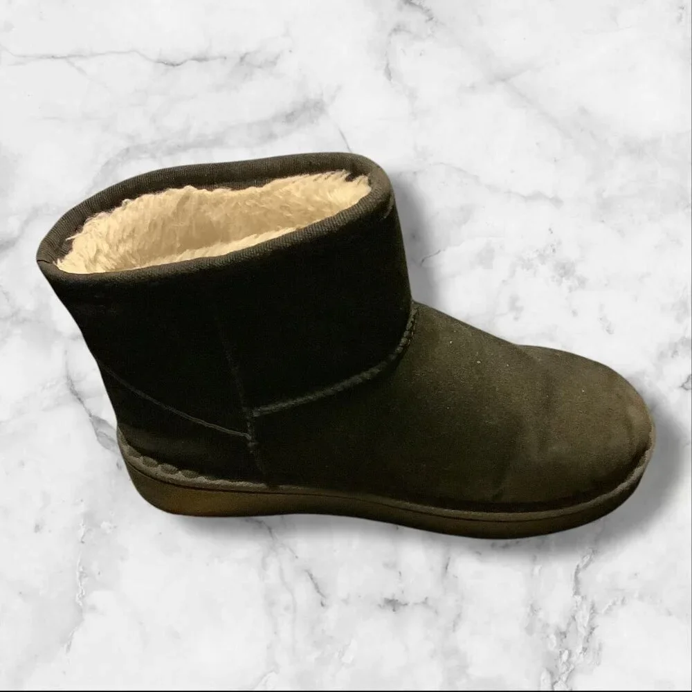 Fashion‎ Girls Black Fur Lined Winter Ankle Boots Slip On Size 35
